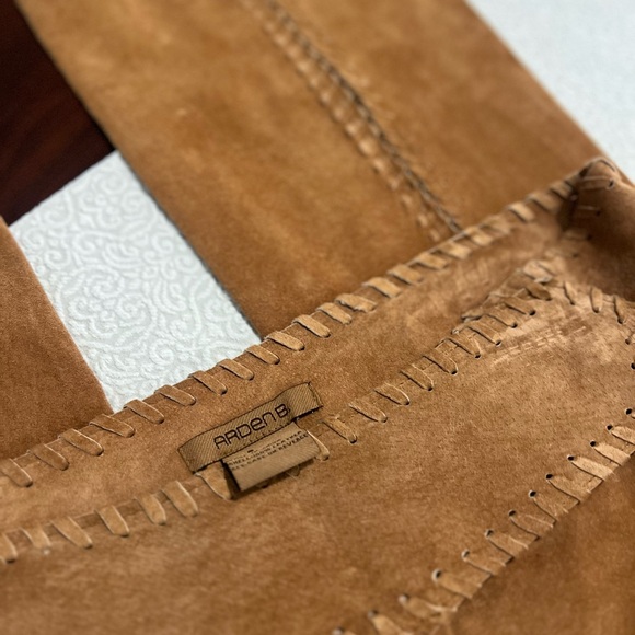 Arden B. Leather Suede Split Flare Zip Back Pant Legs Boho Y2K Festival Size 8 - Picture 7 of 16